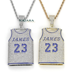 Pendentif Maillot de Basketball James 23 en Argent 925 et Moissanite, Style Hiphop Unisexe pour Usage Quotidien - Product Image 3