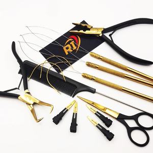 Professional Hair Extension Tools Kit Stainless Steel Pliers Loop Scissor <b>Needles</b> Customizable <b>Leather</b> Pouch Professional Hair - Product Image 2