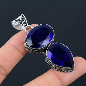 LONDON BLUE TOPAZ 925 Silver <b>Statement</b> <b>Necklace</b> Made in India 2g - Product Image 1