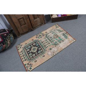 Vintage Turkish Rug 2.4x3.9 ft (74x120 cm), <b>Brown</b> <b>Wool</b> Rug - Product Image 2