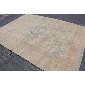 พรมวินเทจขนาด 9.7x13.1 ฟุต พรมตุรกี พรมขนสัตว์ลายพรางสีเบจ - Product Image 2