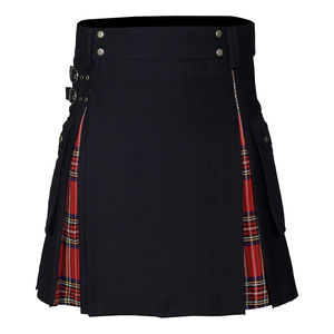 Kilt utilitaire en tartan personnalisé pour homme avec sangles en cuir hybride, prix d'usine, service OEM disponible - Product Image 4