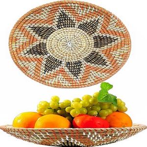 Nouveauté panier mural en rotin personnalisé panier mural décoratif en rotin Boho tissé à la main en osier décor suspendu pour le salon - Product Image 1