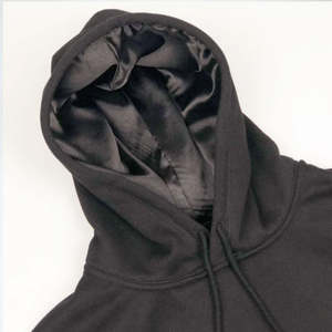 Sweats à capuche en soie pour femmes Double couche unie avec logo personnalisé de haute qualité pour hommes pull-over polaire unisexe sweats à capuche doublés de satin avec capuche en satin - Product Image 1