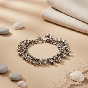 Cheville en argent 925 pour femme, motif cloche bohème et papillon, sertie de diamants, bijou raffiné pour le quotidien, idée cadeau - Product Image 2