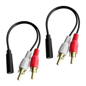 Conector de audio de cable de audio de 3,5mm, 2,5mm, 6,35mm, Conector de audio hembra a 2 RCA macho, conector de audio de cable estéreo, 1 unidad
