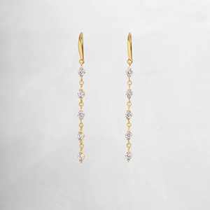 Pendientes colgantes de gota hechos a mano de Plata de Ley 925 de lujo Natural Dainty CZ Diamond Gemstone Chapado en oro Regalo de fiesta de boda - Product Image 1