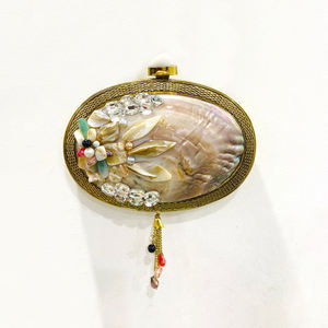 Luxurious Artisan Crafted Evening <b>Clutch</b> <b>Bag</b> Exquisite Brass & Crystal Stones <b>Pearl</b> Adorned Decorations - Product Image 1