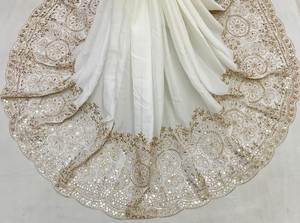 ผ้าเลเฮนกาเนื้อจอร์เจต์แท้ พร้อมงานปักลายแฟนซี สำหรับชุดส่าหรีแบบปากีสถาน ชุดกอน ชุดเลเฮนกา ชอลี - Product Image 2