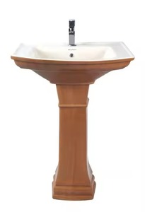 Prix bon marché indien Vitrossa bleu céramique piédestal lavabo majestueux Lavabo évier ensemble Design moderne Inde exportation - Product Image 5