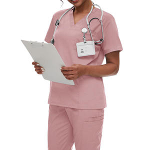 Ensemble de gommage médical col en V pour femme Dusty Pink - Product Image 1