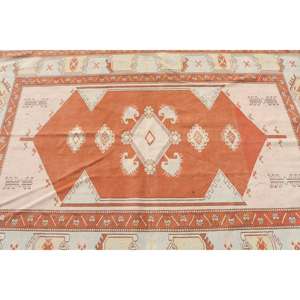 Alfombra vintage de 5.1x7.5 pies, alfombra turca, alfombra con diseño de plantas y árboles naranjas - Product Image 5