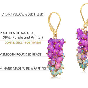 Pendientes de Plata de Ley 925 hechos a mano, Ópalo púrpura Natural con cuentas, joyería de piedra natal para mujeres, bodas, fiestas, regalo - Product Image 3