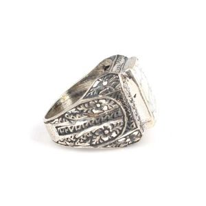 925 Sterling Silver Men's <b>Ring</b> with Rectangular Howlite Stone Pen-Shaped Bezel Setting Everyday Wear - Product Image 3
