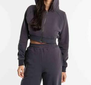 <b>Bulk</b> Cheap Sweat School Tracksuits Custom Blank Suits Women's Joggers, New Grey Hooded Tracksuit Set - Product Image 2