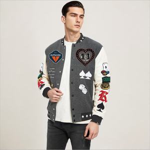 Custom <b>Vintage</b> Chenille Embroidery Patch Logo Stand Collar High Street Style Winter <b>Varsity</b> Letterman <b>Jacket</b> for Men for Spring - Product Image 3