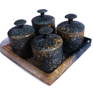 Ensemble de pots en résine époxy de luxe élégant - Qualité supérieure, résistant à l'humidité, cadeau idéal pour les cadeaux, décoration d'intérieur magnifiquement conçue, rangement - Product Image 1