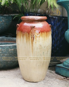 GL123H80SCO Pot moderne en céramique émaillée rouge crème Ombre Eco-Friendly Durable Home Decor Mini Landscape Creations Planting Garden - Product Image 6