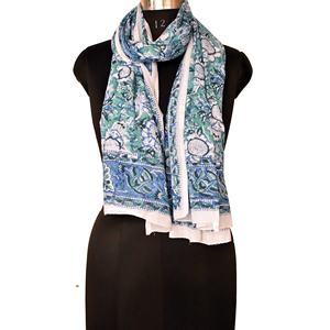 Vente chaude Sanganeri main bloc imprimé coton écharpe châle Bikini couverture Ups indien paréo sarongs foulards traditionnels châles - Product Image 6