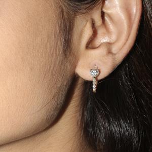 ต่างหูห่วงเพชรทรงกลมรูปหัวใจและเม็ดกลม1.26ที่ปลูกในห้องปฏิบัติการ14K และทอง18K - Product Image 4