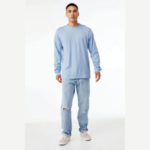 Fabricant OEM personnalisé T-shirt unisexe bleu bébé à manches longues et col rond-100% Airlume Cotton, 4.2 oz - Product Image 4