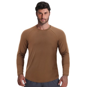T-shirts pour hommes de qualité supérieure, col rond, manches longues, respirants, séchage rapide, polyester et élasthanne. - Product Image 1