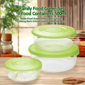 Juego de recipientes para alimentos 3 piezas (500 ml, 1,0 y 1,7 litros) FAMILY FOOD Verde 904066981A - Product Image 3