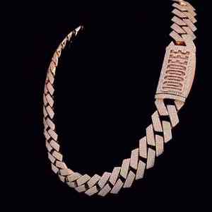 Taille ronde 18mm 50 Carat Moissanite Plaqué or Chaîne à maillons cubains Cadeau d'anniversaire pour homme en argent sterling 925 glacé - Product Image 2