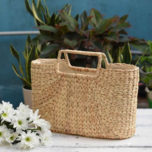 ตะกร้าซักผ้าผักตบชวาทนทานพร้อมที่จับตะกร้าผักตบชวาทำด้วยมือสำหรับตกแต่งบ้าน - Product Image 4