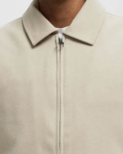 Blouson aviateur en laine beige pour hommes de qualité supérieure avec ourlet et poignets côtelés Vêtements d'extérieur décontractés à fermeture éclair Veste universitaire à logo personnalisé OEM - Product Image 6