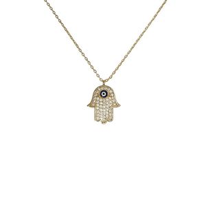 Collier à pendentif en métal doré design mauvais œil - Product Image 1