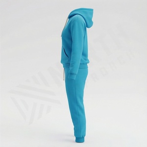 ชุดวอร์มผู้หญิงแบบมีฮู้ด ลายเรียบ สีตัดกัน ปรับแต่งสีได้ พร้อมโลโก้สั่งทำ ชุดกีฬา ความยาวถึงข้อเท้า - Product Image 3