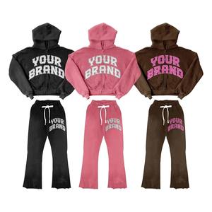 Vente en gros streetwear unisexe automne 100% coton ensembles de survêtements pour l'entraînement jogging deux pièces ensembles d'entraînement à capuche - Product Image 2