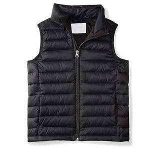 Chaleco Acolchado de Lona Negra para Hombre, Listo para Enviar, Cuello Alto, Logotipo Frontal, Ropa Casual de Invierno para Exteriores, Ligero y Plegable - Product Image 1