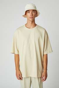 Custom Wholesale Men's Streetwear 100% Cotton Oversized Customized Heavy GSM T-<b>Shirt</b> Premium Quality Sewn Blank Beige - Product Image 4