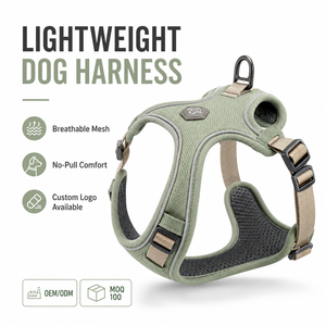 Imbracatura <span class=keywords><strong>Casual</strong></span> Leggera per Animali Domestici Sage, Imbottitura in Rete Ventilata, Anello a D Rinforzato, Logo Personalizzabile, Adatta per Tutte le Stagioni - Product Image 1
