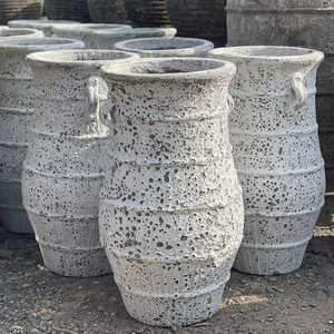 VIETNAM GÉANT FAIT À LA MAIN ANCIENNE ROUILLE ATLANTIS POTS DE JARDIN PLANTEURS VASES EN CÉRAMIQUE - Product Image 1