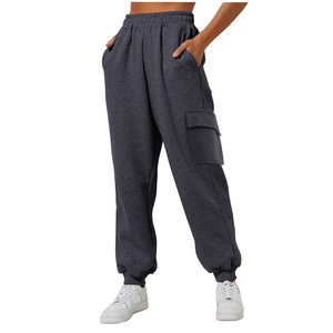 Pantalones Deportivos de Talla Grande para Mujer, Pantalones Cargo Holgados de Cintura Alta, Pantalones de Chándal Modernos y Cómodos con Forro Polar y Bolsillos - Product Image 5