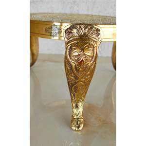 Handmade Traditional Style 3-<b>Step</b> Round Brass Nakasi Chowki for Poojan Temple Home Use for Diwali Occasions - Product Image 6