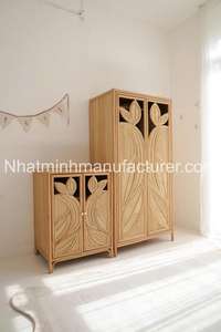 Children's storage cabinets made from natural woven rattan, bedroom furniture for <b>boys</b> and girls. - Product Image 6