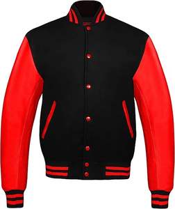 เสื้อแจ็กเก็ตหนังแท้ระบายอากาศได้ดีสำหรับผู้ชายไซส์พิเศษแจ็คเก็ตเบสบอลของวิทยาลัยชิคาโก - Product Image 1