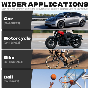 Pin + Xe sạc điện cung cấp kỹ thuật số lốp Inflator Xách Tay Xe Máy nén khí - Product Image 6
