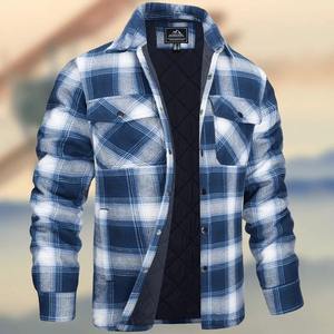 2026 New Style <b>Mens</b> Solid Hooded Regular Sleeve Zipper Thick Printed Polyester Shell <b>Shirt</b> Jacket Casual Autumn <b>Winter</b> - Product Image 2