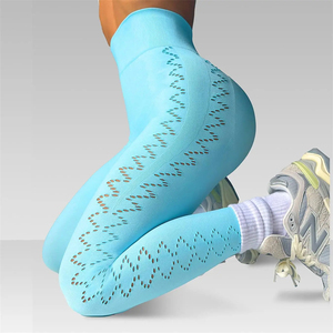 Pantalon de Yoga en maille Sexy pour femmes taille haute Spandex/Nylon Fitness façonnage pantalon d'entraînement respirant XL taille élastique Logo ODM approvisionnement - Product Image 6