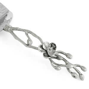 Modern Elegant Floral Inspired Silver & Black Handle Cake Server Stylish Wedding & Anniversary <b>Flatware</b> Set Gift Item - Product Image 3