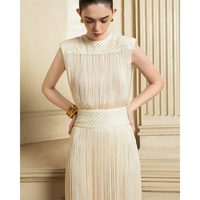 Top vente robe d'été femmes lierre robe midi sans manches tissu de haute qualité femmes vêtements de luxe étiquetage privé marque de luxe