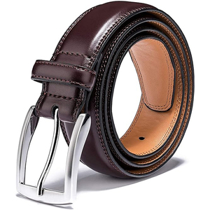 Ceinture en cuir de vachette à prix d'usine pour hommes et femmes, logo personnalisé, boucle en cuivre faite à la main, style vintage carré solide et décontracté - Product Image 1