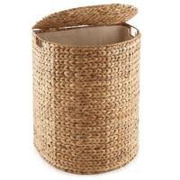 Panier de rangement cylindrique en rotin unique Organisateur en osier fabriqué à la main Panier à linge avec couvercle Qualité supérieure au prix de gros