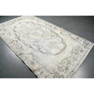 Grand tapis turc de 5,7 x 9,7 pieds, tapis persan blanc vintage - Product Image 2