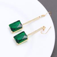 Boucles d'oreilles pendantes en quartz émeraude vert, plaquées or, argent sterling 925, coupe émeraude, cadeau chrétien, femme, mariage, fête